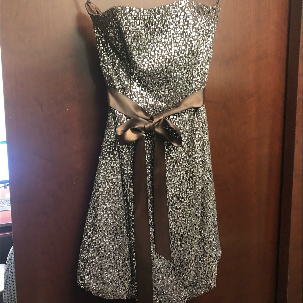 Jessica McClintock short, sleeveless party dress.